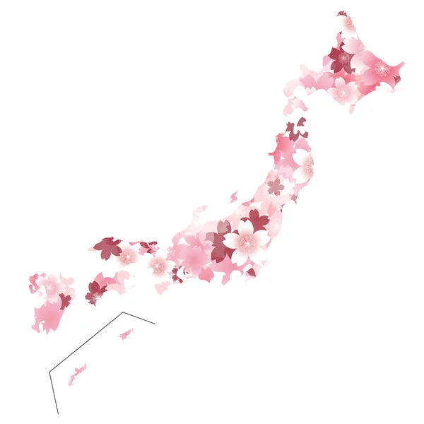 Map of Japan　spring cherry blossoms — Wektor stockowy